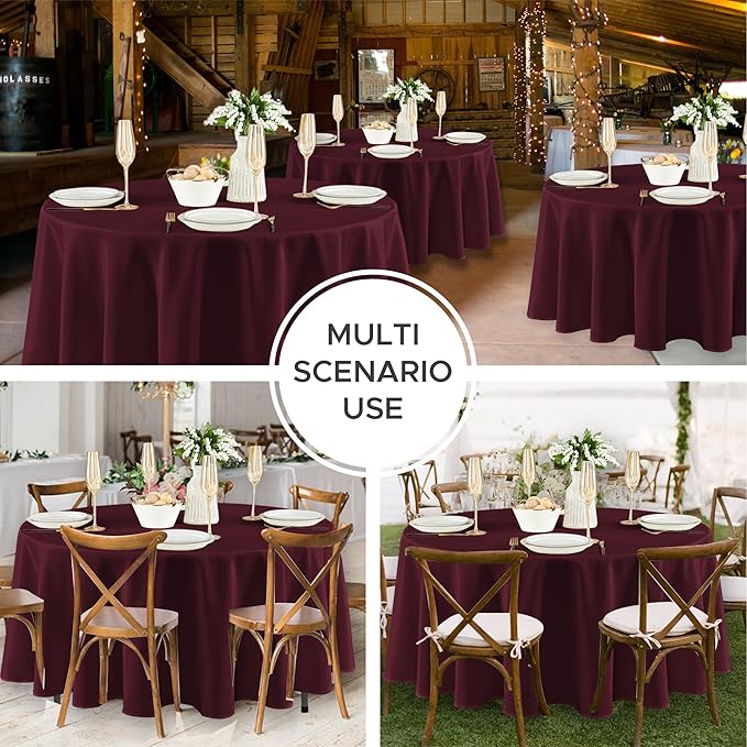 Fitable 8 Pack Round Tablecloths: Stain Resistant Wrinkle Free Circle Table - Image 6