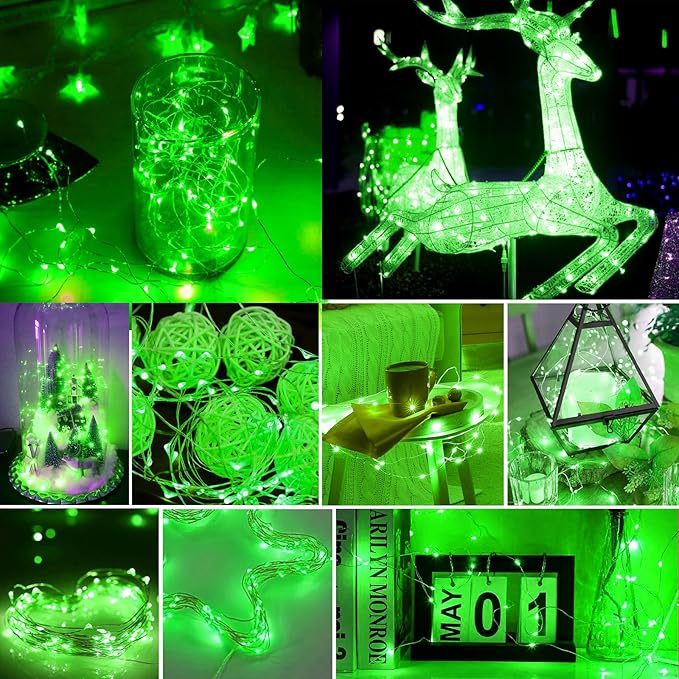 pozzolanas 50 Pack Green Battery Operated String Lights - 7ft Waterproof Fairy - Image 6