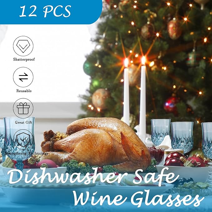 Plastic Wine Glasses，Plastic Goblets Vintage Style Cordial Drinking Glasses - Image 4