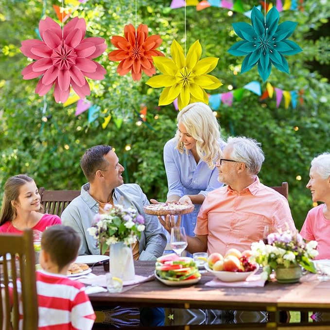 ADLKGG Hanging Colorful Paper Flower Fans Decorations, Flower Paper Fan Event - Image 4