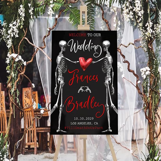 Welcome To Our Wedding Sign, Gothic Wedding Welcome Sign, Dark Romantic Goth - Image 4