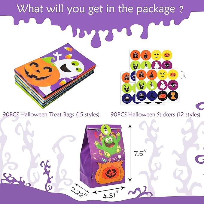 90PCS Halloween Treat Bags Party Favors - Image 3