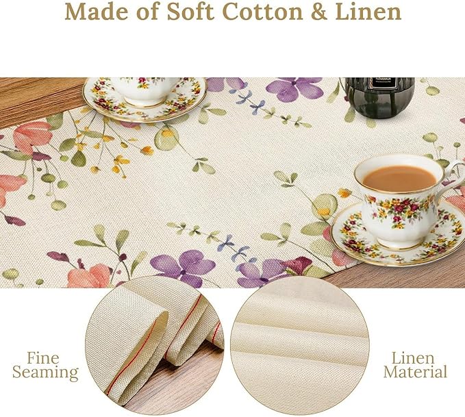 Floral Table Runner, Flowers Plant Print Spring Table Runner - Image 5