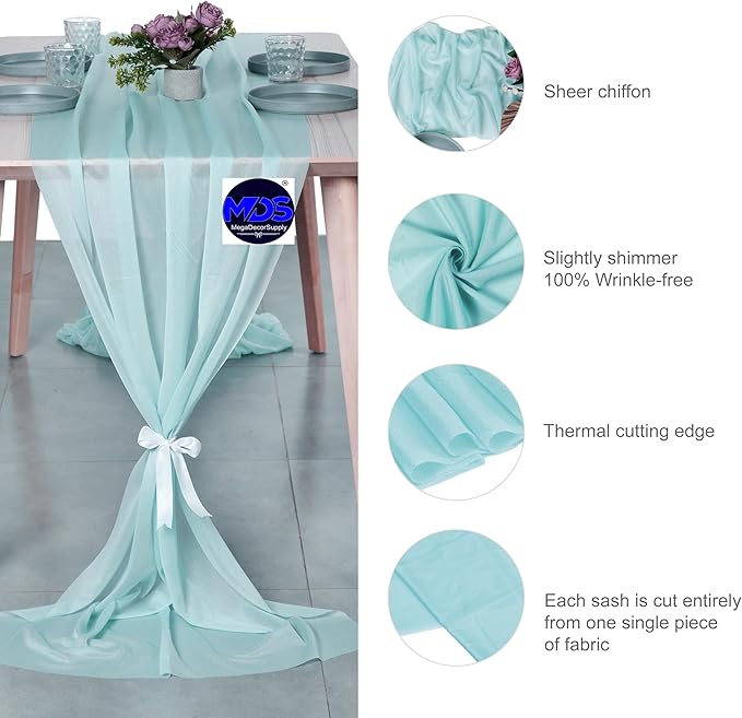 MDS 2 Pack 10ft Chiffon Table Runner 29 x 120 Inches Sheer Wedding Runner - Image 6