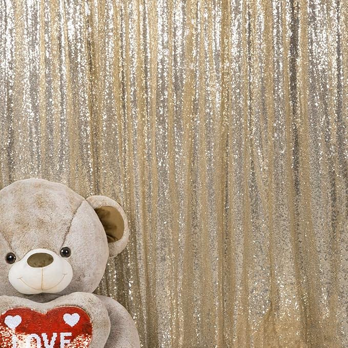 JYFLZQ Champagne Sequin Backdrop Curtains 7ft x 7ft 1 Panel Glitter Photo Booth by JYFLZQ