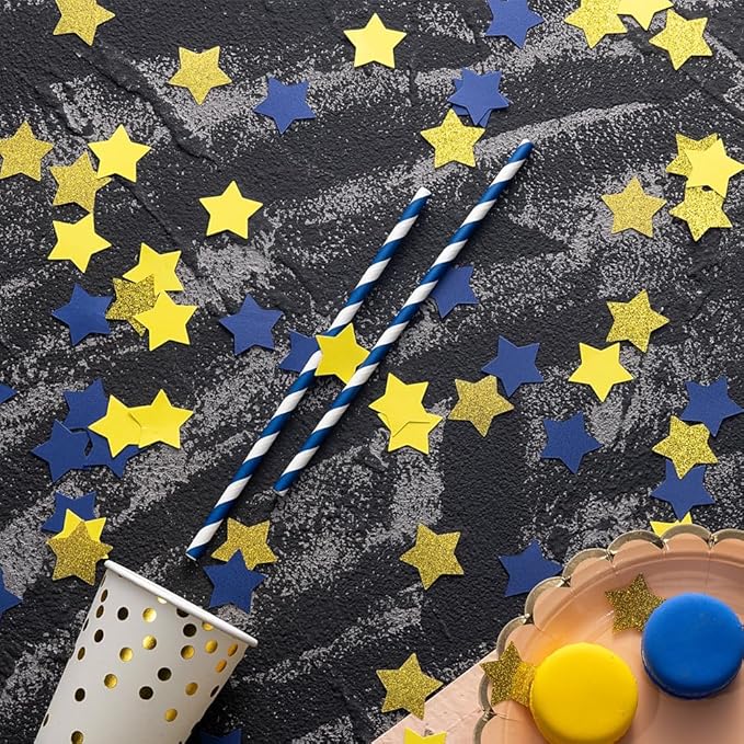 Gold Blue and Yellow Star Confetti Table Decoration - Image 2