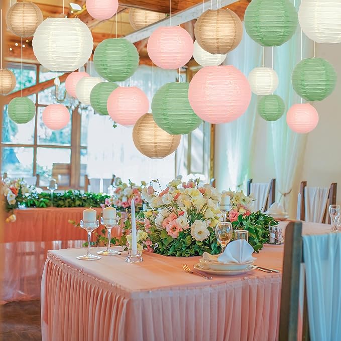 ADLKGG Paper Lanterns Party Decorative, Round Hanging Paper Lanterns Wedding - Image 3