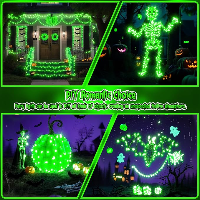 TingMiao Halloween Green Fairy Lights Battery Operate, 7.2ft 20 LEDs String - Image 7