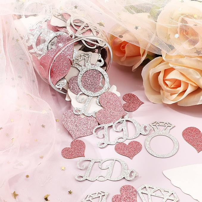 Zhanmai 240 Pieces Wedding Table Confetti, Glitter Rose Gold Heart Silver - Image 3