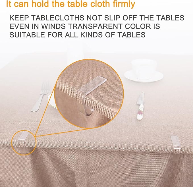 24 Pieces Transparent Clear Tablecloth Clips, Plastic Table Cloth - Image 4