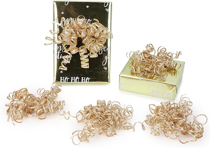 6" Metallic Champagne Christmas Curly Ribbon Bows - Image 4