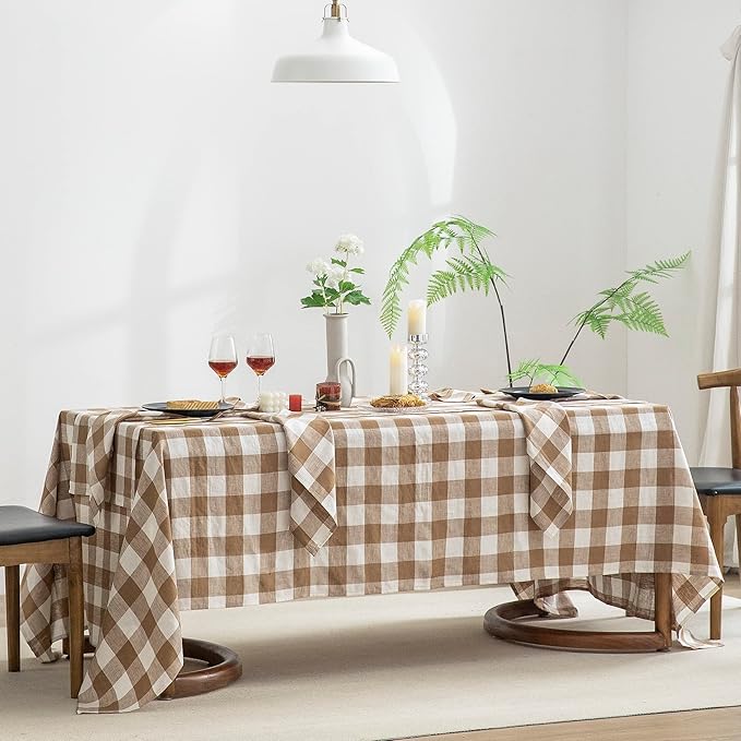EVERLY 100% Yarn-Dyed Linen Rectangle Tablecloths 60x108Inches - Image 3