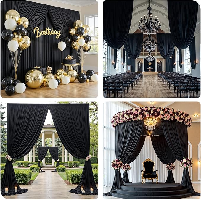 PartyVillage 20ft×15ft Black Backdrop Curtain - Image 3