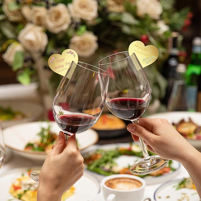 100 Pcs Wine Glass Name Tags, Personalized Wedding Drink Tags Reusable Circle - Image 6