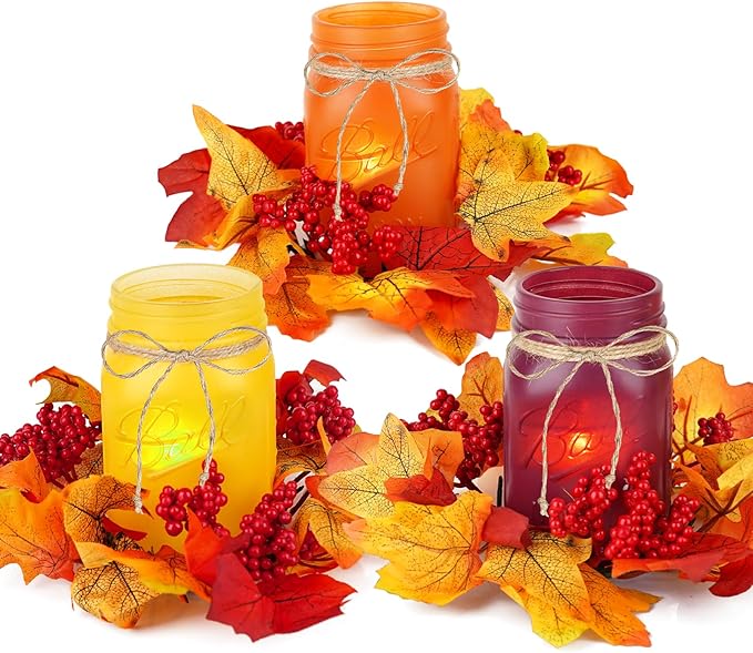 Fall Mason Jar Centerpieces for Tables – Thanksgiving Table Decorations by CNVOILA