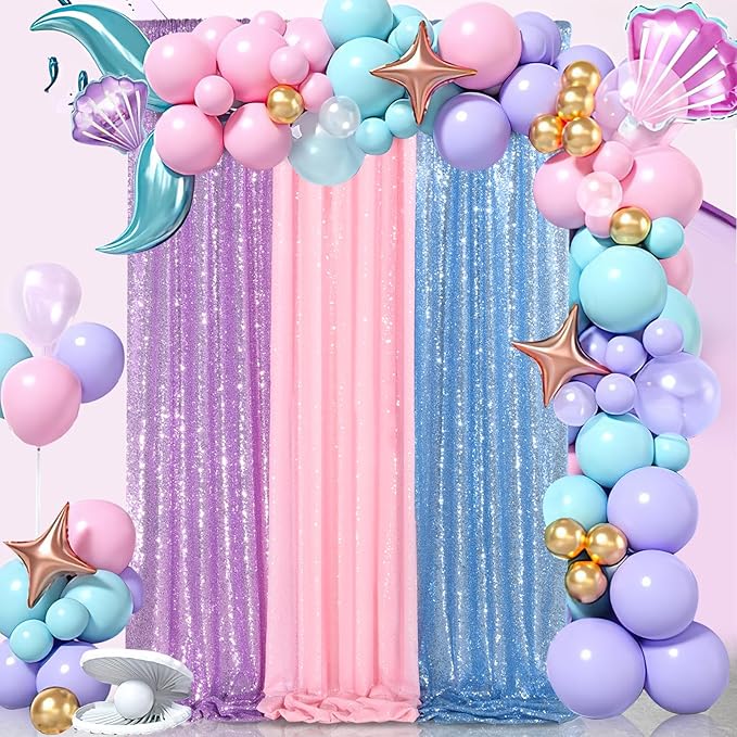 Glitter Curtain Backdrop Sequin Panels: Light Purple Sequin Background Drapes - Image 5