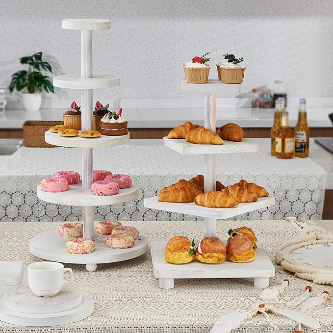 4 Tier Cupcake Stand, Wood Cake Stand - Image 8