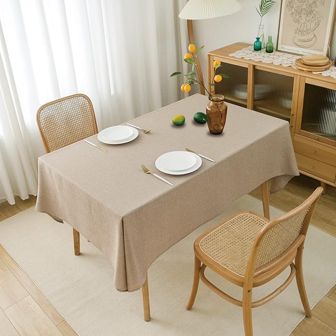 NLMUVW Linen Tablecloth Rectangle 108 Inch Burlap Textured Table Cloth Water - Image 6