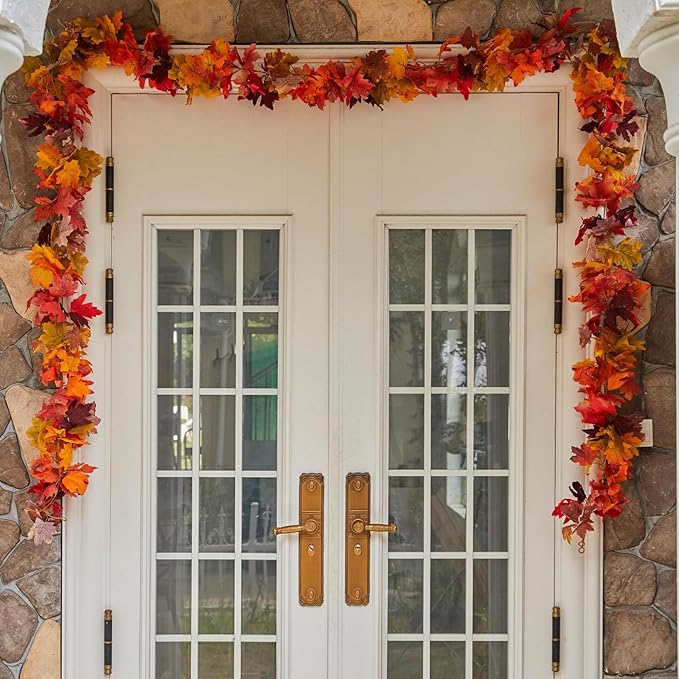 6PCS Fall Maple Leaves Garland, Party Joy 5.6Ft Artificial Maple Leaf Autumn - Image 6