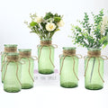 Vintage Glass Flower Vase，6 Pack Green Farmhouse Glass Centerpiece Vases Mason by LEYIQUCHAMPAGNEWINEGLASSES