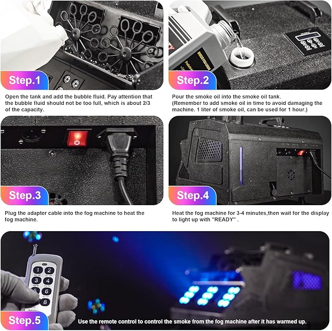 2000W Fog Machine, 3 in 1 Fog Bubble Machine - Image 5
