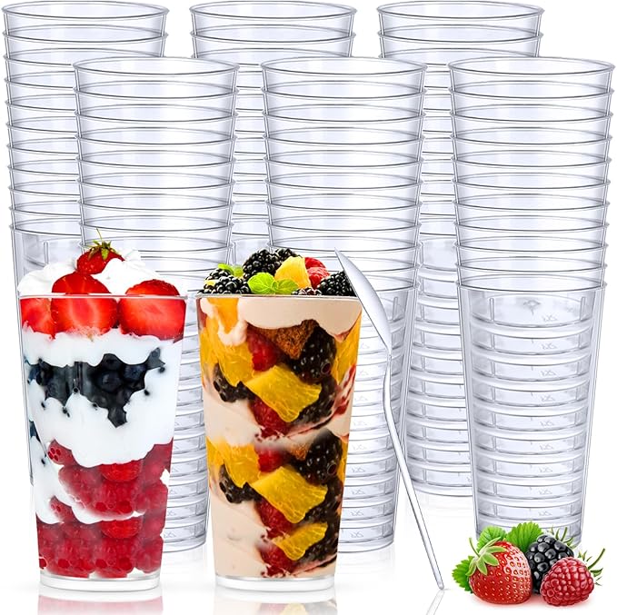 CHENGU 3 oz Clear Plastic Mini Dessert Cups by CHENGU