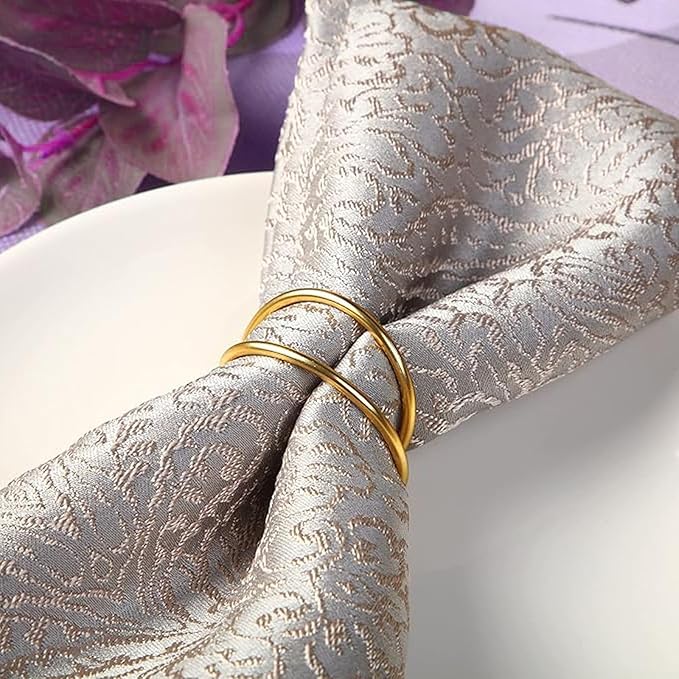 Gold Napkin Rings-12 PCS Metal Spiral Napkin Rings Napkin Holders Buckles - Image 5