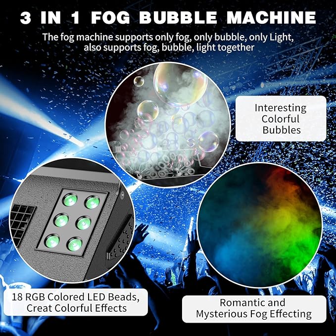 2000W Fog Machine, 3 in 1 Fog Bubble Machine - Image 3