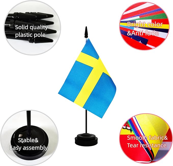 2 Pack Sweden Desk Flag, Swedish Table Office Flag - Image 3