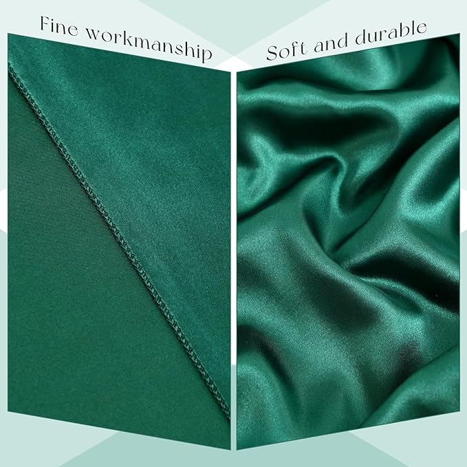 6 Packs Satin Tablecloth 120 Inch Dark Green Round Table Cloth Silk Tablecloth - Image 4