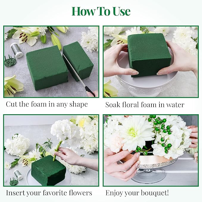 Noe & Malu 8 Pcs Floral Foam Blocks Florist Flower Foam Green Bricks Applied - Image 5