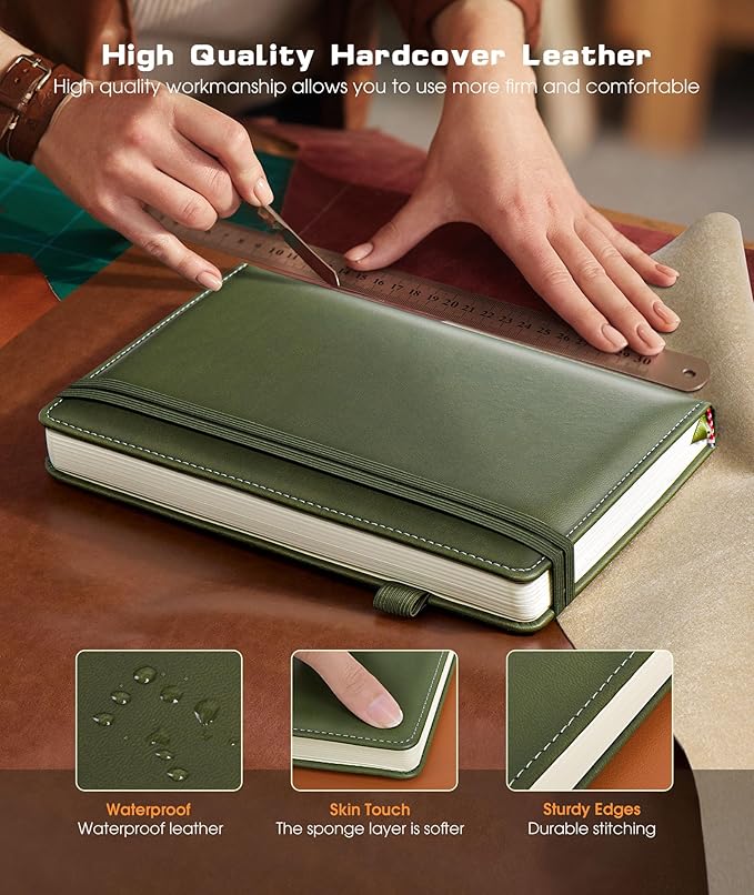 Lined Journal Notebook for Women Men, 256 Numbered Pages Hardcover Leather - Image 2