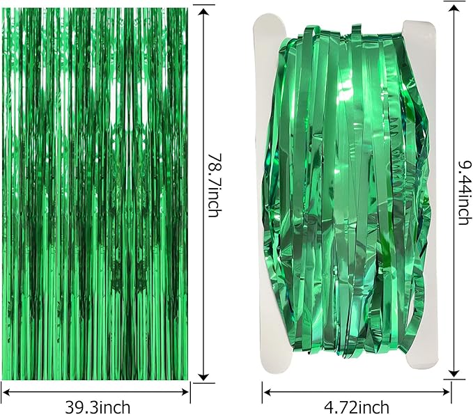 20 Pack Foil Curtain Backdrop Green Metallic Tinsel Foil Fringe Curtains Photo - Image 7