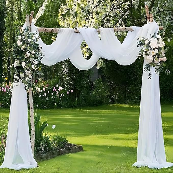 Wedding Arch Draping Fabric 8 Panels 20Ft Length x 28" Width White Arch Drapes - Image 2