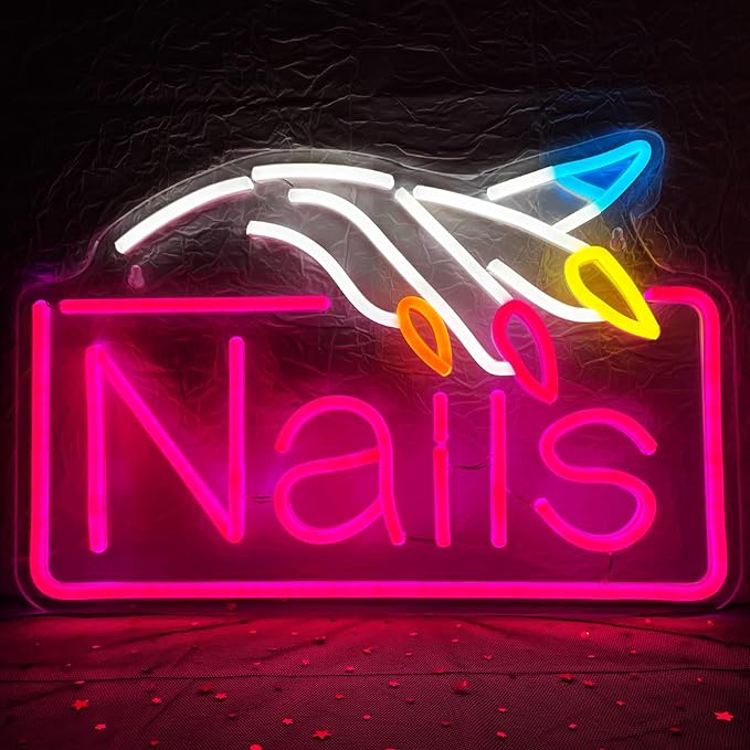 Nails Neon Sign Nail Salon Room Decor Window Wall Art by Keello