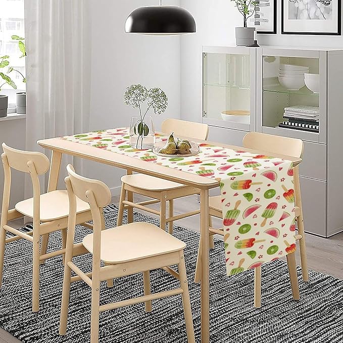 Summer Popsicles Table Runner, Colorful Watercolor Ice Cream Loves Heart - Image 3