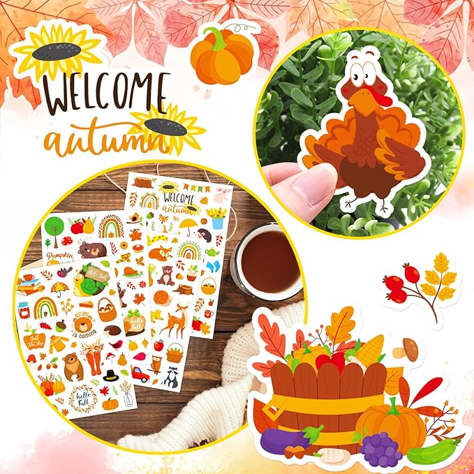 Fall Autumn Adhesive Stickers 990 Counts Woodland Pumpkin Stickers - Image 2