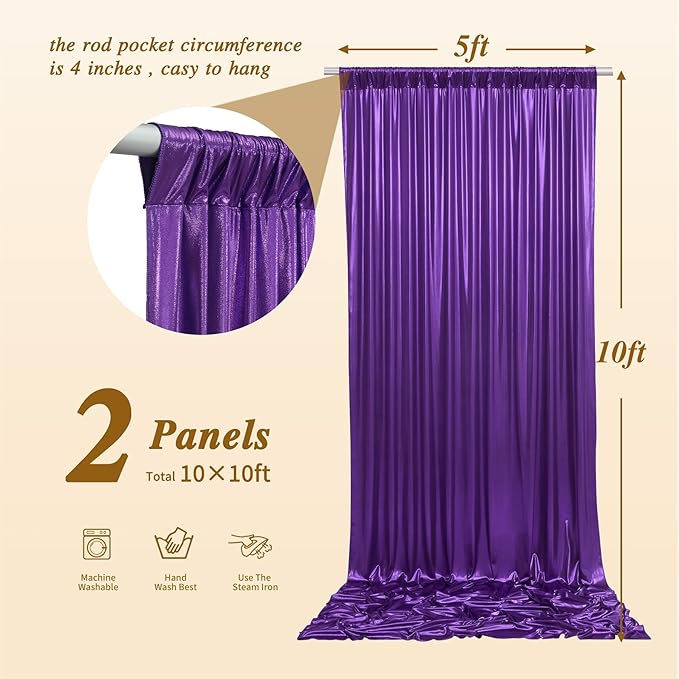 10x10 ft Purple Sequin Backdrop Curtain Panels - Image 4