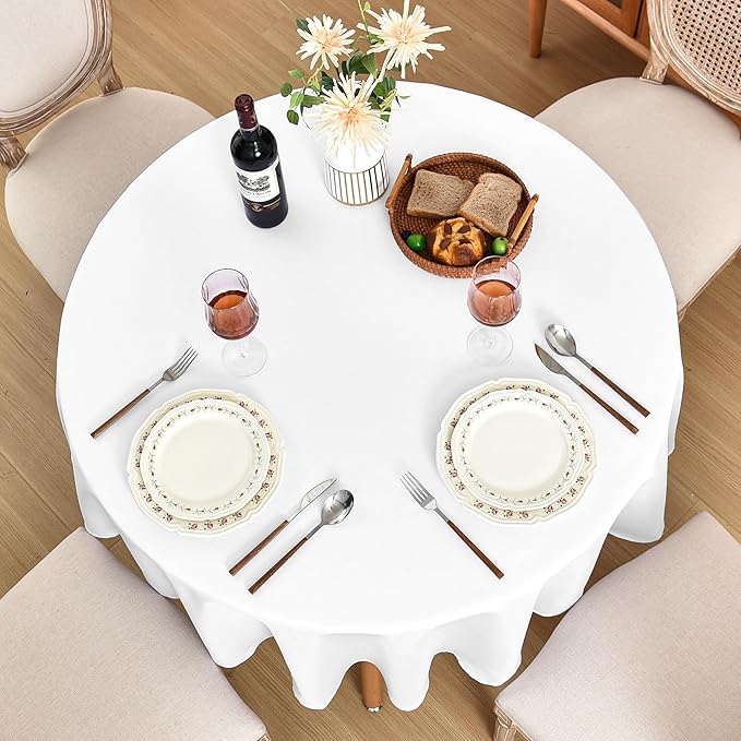 Fitable Faux Linen Round Tablecloths 60 Inches - Image 8