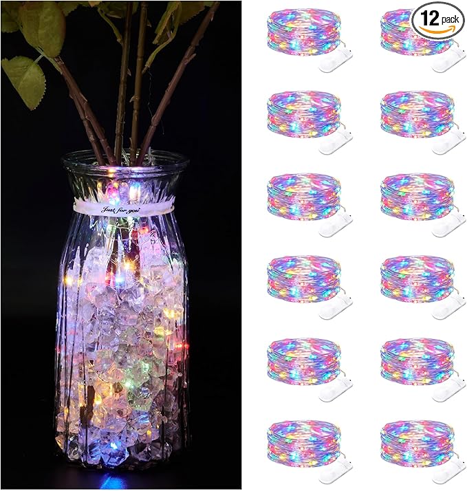 12 Pack Fairy Lights Battery Operated String Lights，7FT 20LED Waterproof Silver by Bexdir