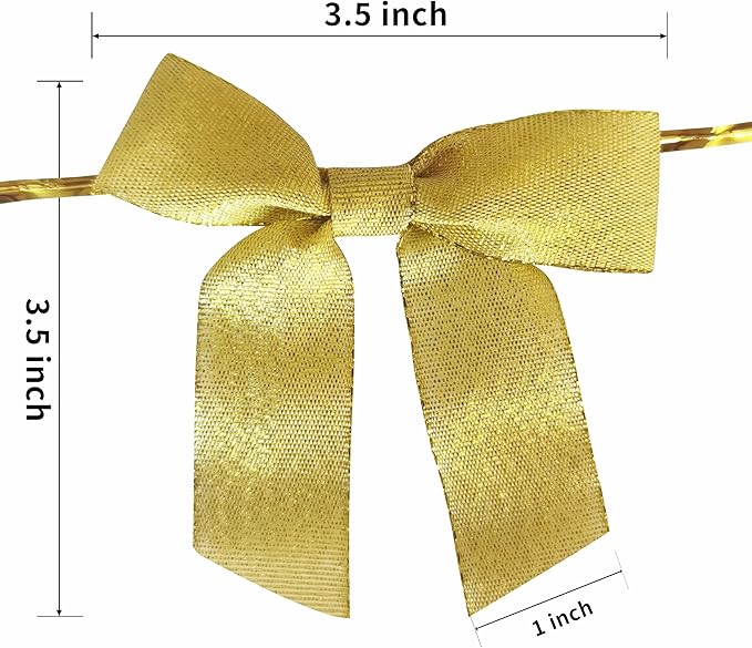 50pcs 3-1/2" Metallic Gold Satin Ribbon Bows - Image 3