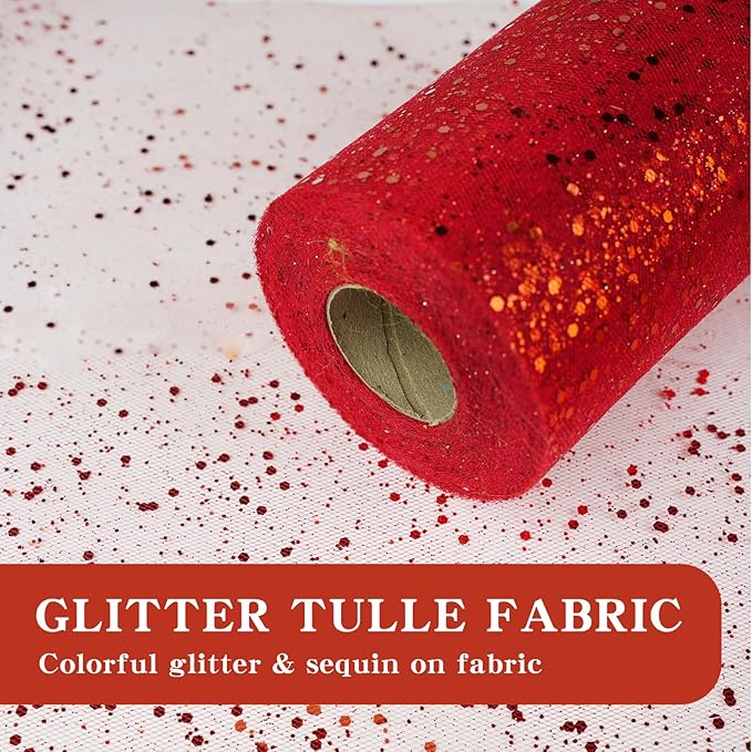Glitter Tulle Rolls, 6” by 50 Yards Sparkling Tulle Spool Ribbon Sequin Tulle - Image 3