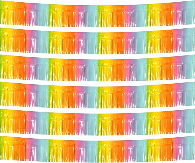 6 Pack 10 Feet Foil Fringe Garland Metallic Tinsel Streamers Banner Wall by Clayghsen