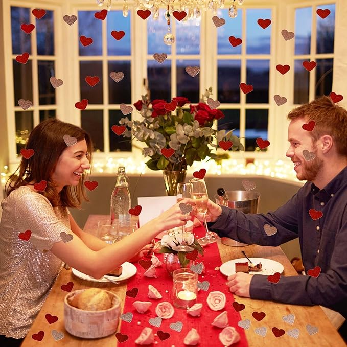 200 Pcs Dark Red and Gold Heart Paper Confetti - Image 6