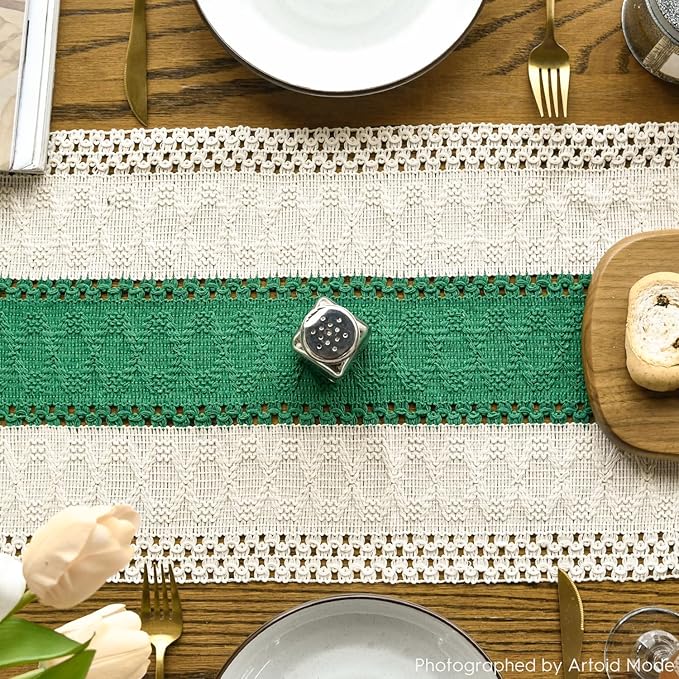 Artoid Mode Dark Green Farmhouse Rustic Table Runner, Seasonal Holiday Hollow - Image 3