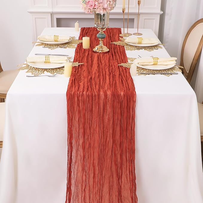 Snowkingdom 6PCS 13Ft Terracotta Cheesecloth Table Runner Bulk, 160inch Long - Image 5