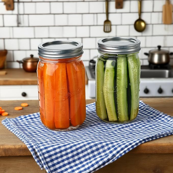 Mason Jars 32 oz Glass Canning Jars 12 Pack Wide Mouth Mason Jar - Image 4