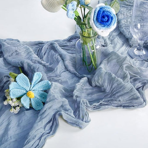 10-Pack Dusty BlueCheesecloth Table Runners – 10FT Boho Rustic Gauze Fabric - Image 2