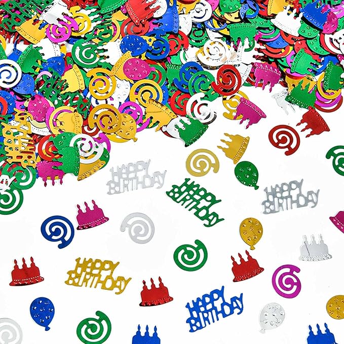 VHUWE Happy Birthday Confetti, 1.6 oz Multicolor Cake Balloon Swirl Confetti by VHUWE