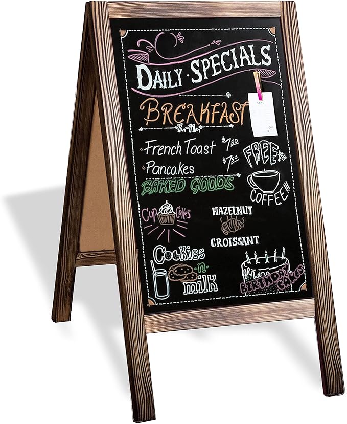 Ilyapa Wooden Sandwich Board Signs Outdoor A Frame Chalkboard Sign by Ilyapa